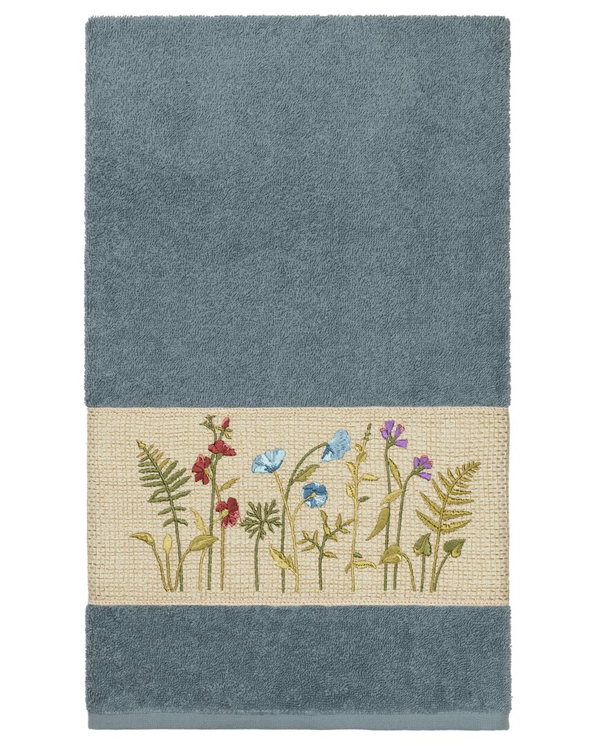 Linum Home Textiles Turkish Cotton Serenity Embellished Bath Towel In Teal