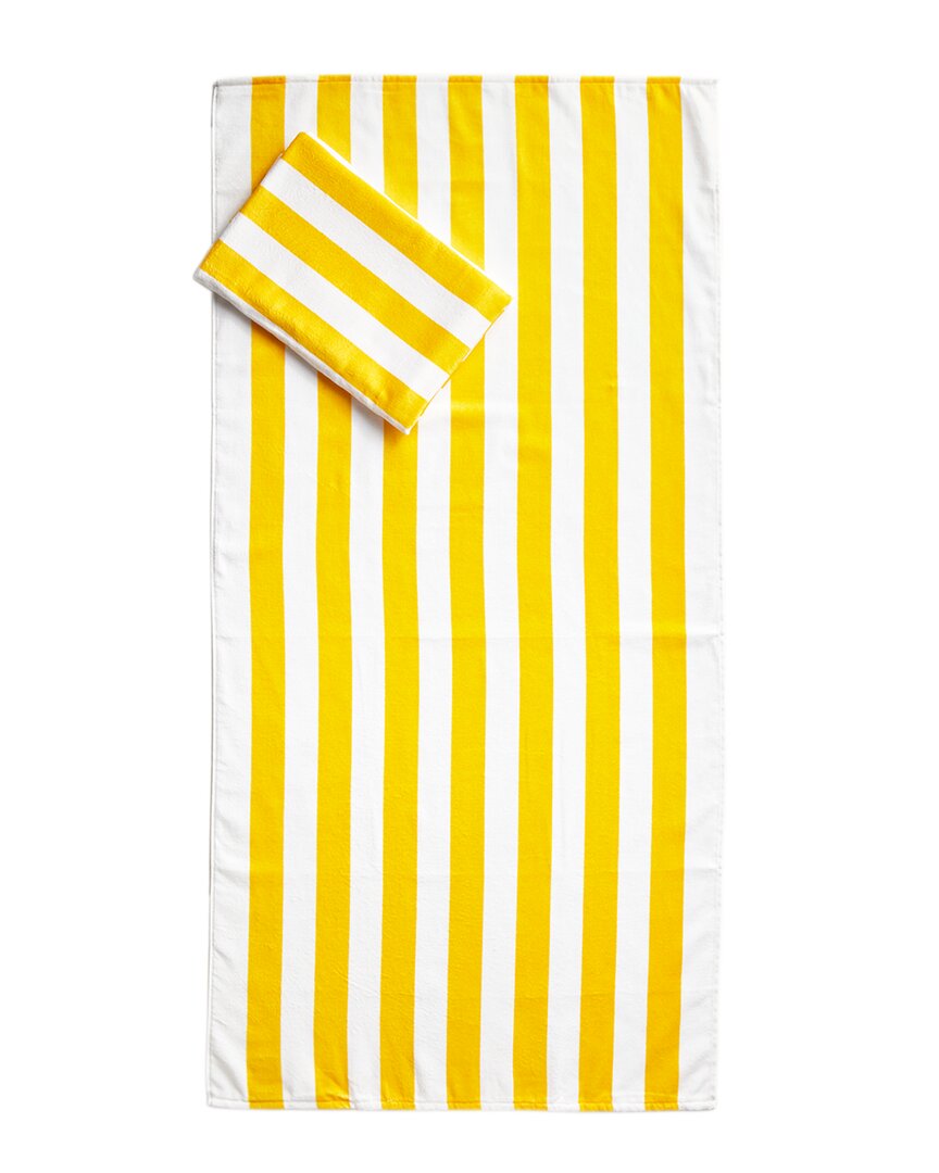 Dohler Set Of 2 Cabana Stripes Yellow Beach Towels