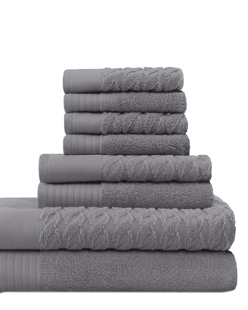 Superior Herringbone Jacquard & Solid 8pc Turkish