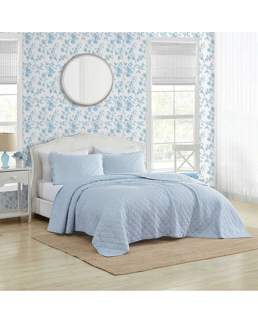 Laura Ashley Oxford Stripe Reversible Quilt Set