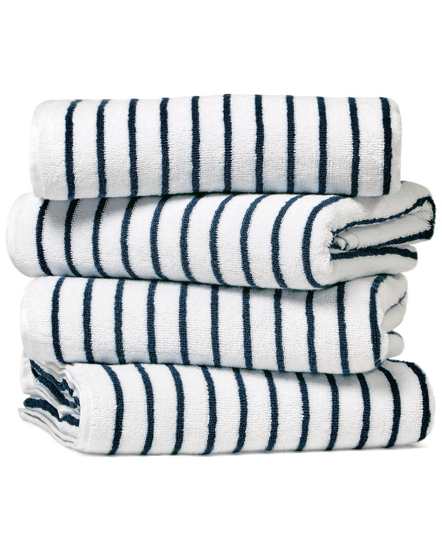 Home Collection Set Of 4 Cotton Cabana Stripe Beach/pool Towels In Yellow