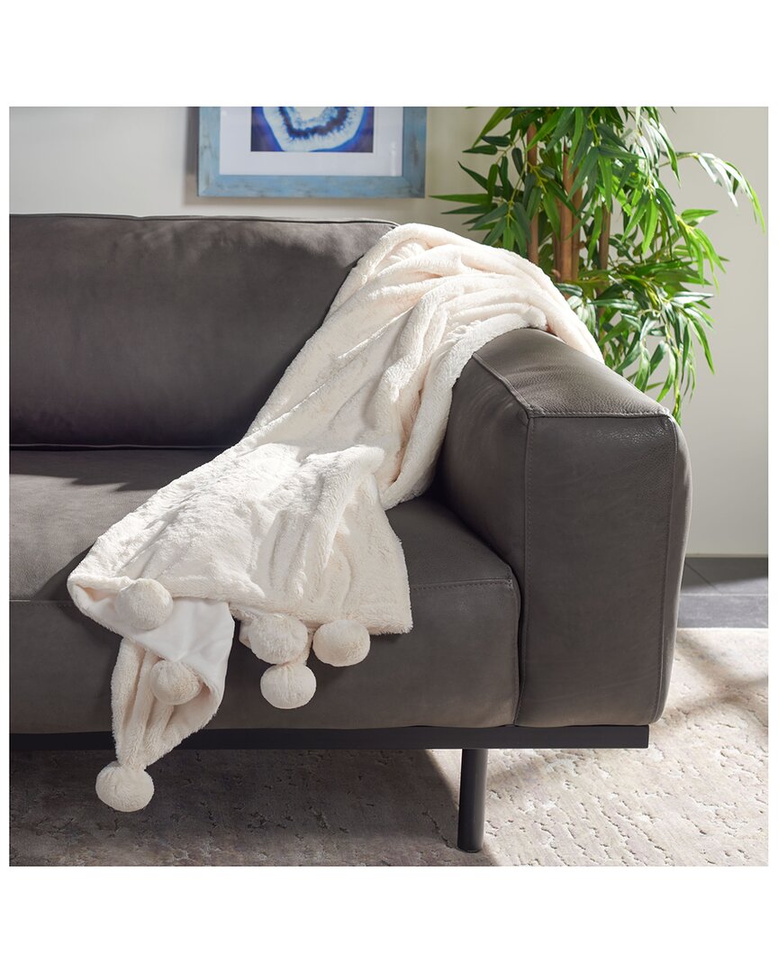 Safavieh Dalson Pom Pom Throw In Ivory