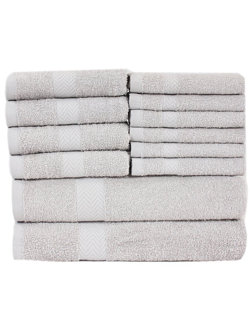 Superior Eco-friendly 12pc Absorbent Towel Set In Silver