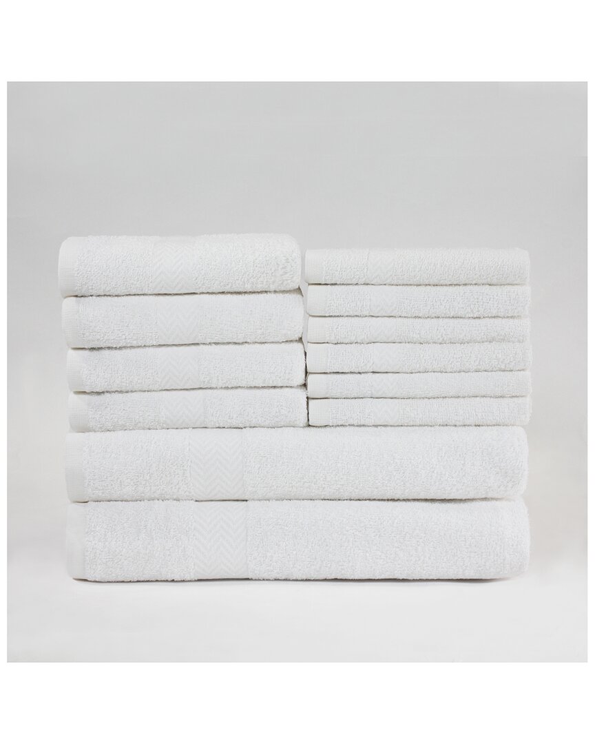 Superior Eco-friendly 12pc Absorbent Towel Set In White