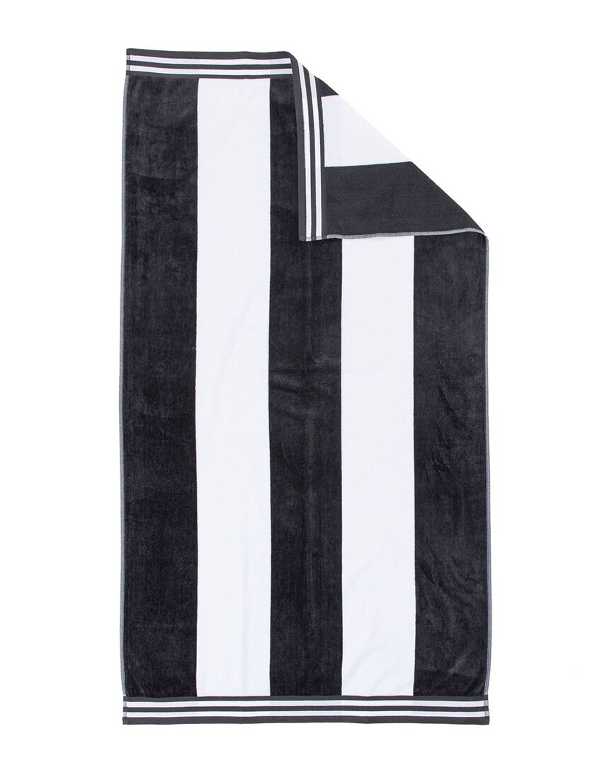 Superior Cabana Stripe Oversized Lightweight Beach Towel In Charcoal