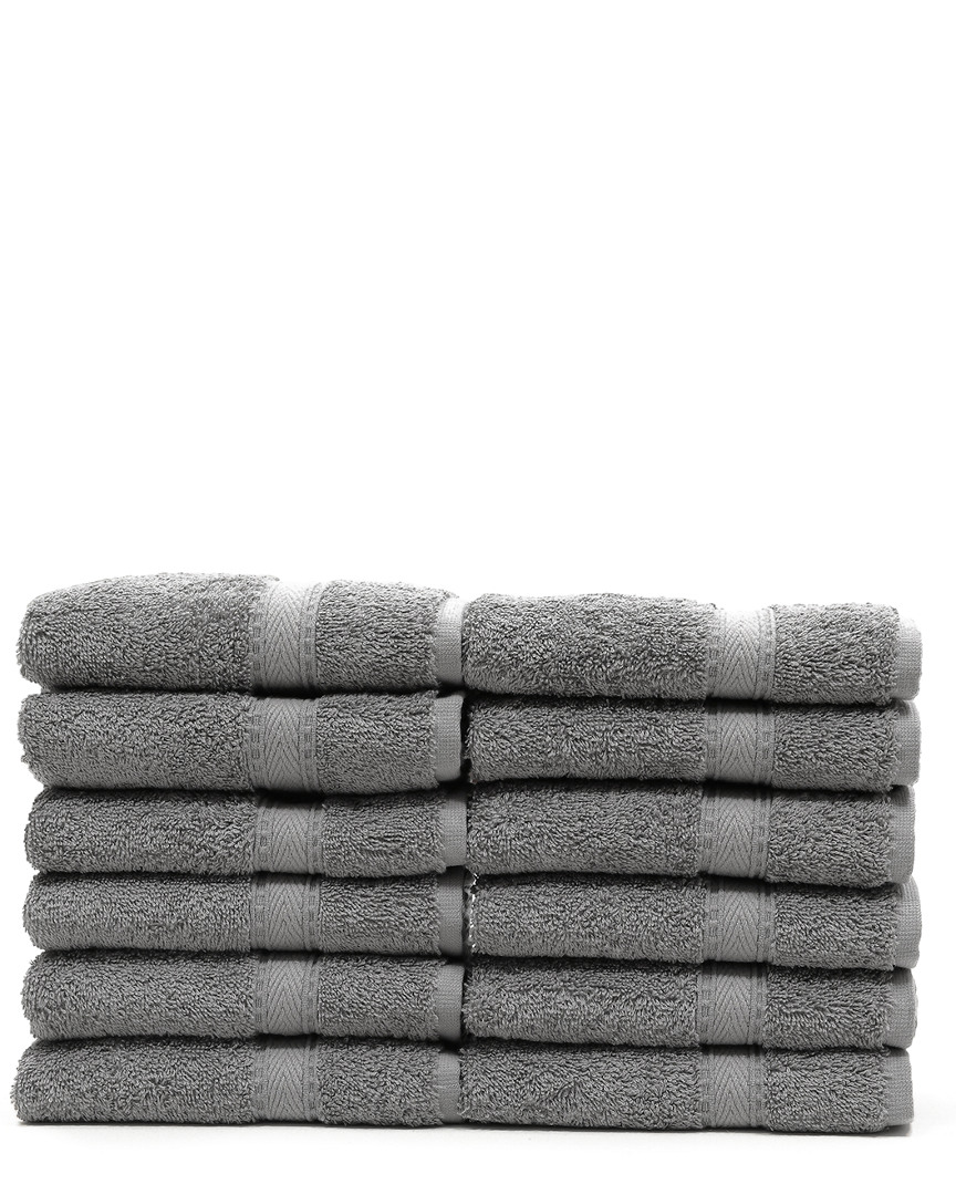 Linum Home Textiles Set Of 12 Sinemis Terry Washcloths In Gray