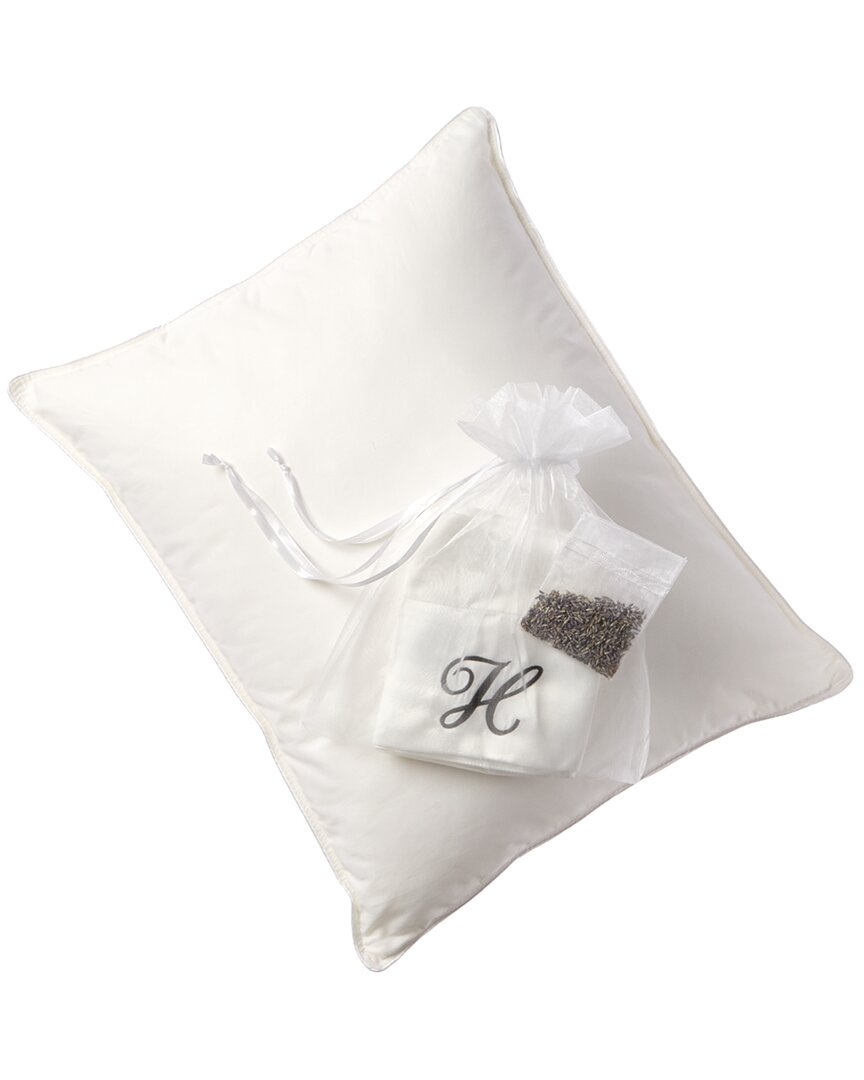 The Pillow Bar Down Alternative Petite Pillow With Satin Case (monogram A-z) In White
