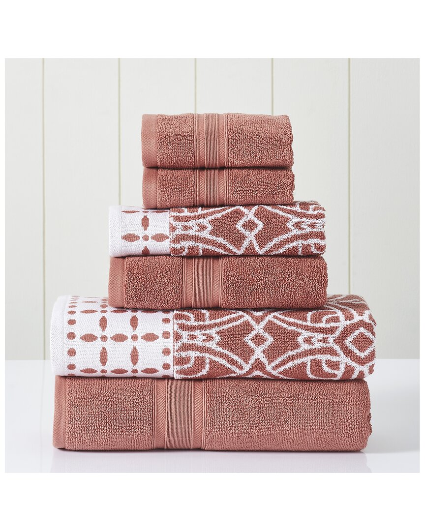 Modern Threads Clay 6pc Monore Jacquard/solid Towel Set