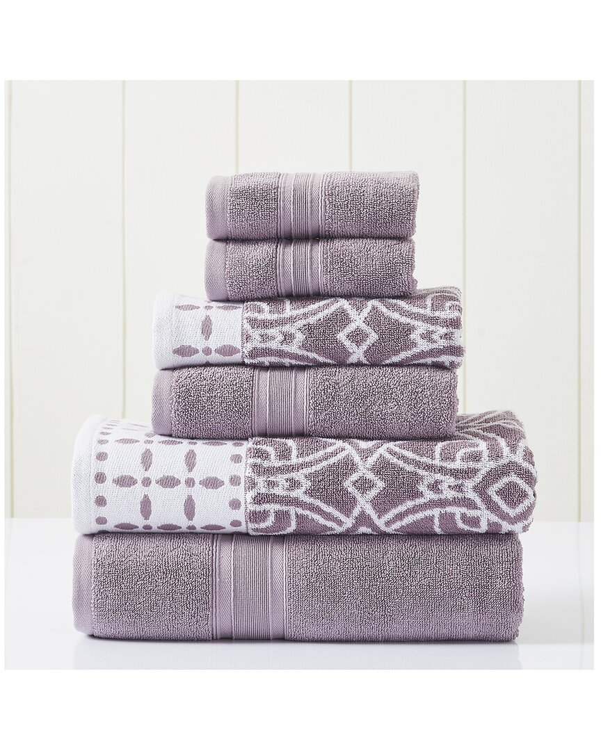 Modern Threads Orchid 6pc Monore Jacquard/solid Towel Set