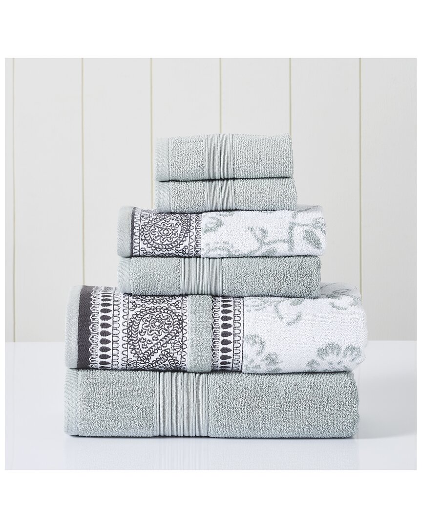 Modern Threads Sage 6pc Ophelia Jacquard/solid Towel Set