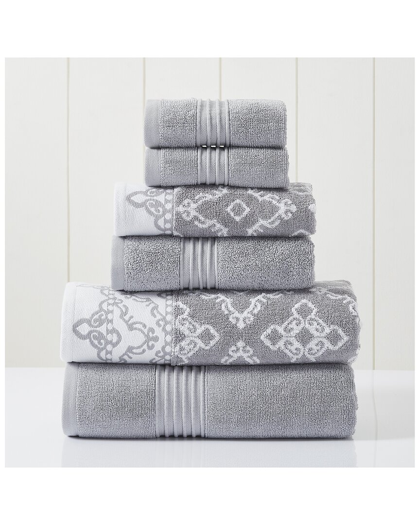 Modern Threads Stone 6pc Charlize Jacquard/solid Towel Set