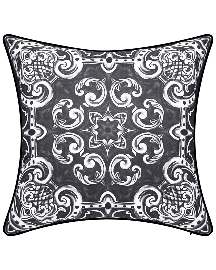 Edie Home Indoor/outdoor Alhambra Decorative Pillow In Black