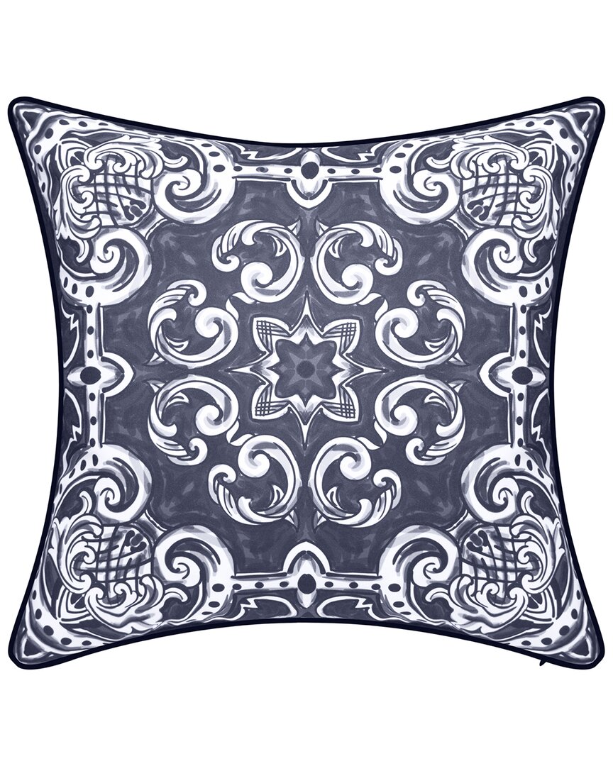 Shop Edie Home Indoor/outdoor Alhambra Decorative Pillow In Navy