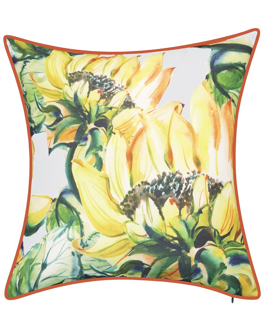 Edie Home Indoor/outdoor Sunflower Watercolor Reversible Decorative Pillow