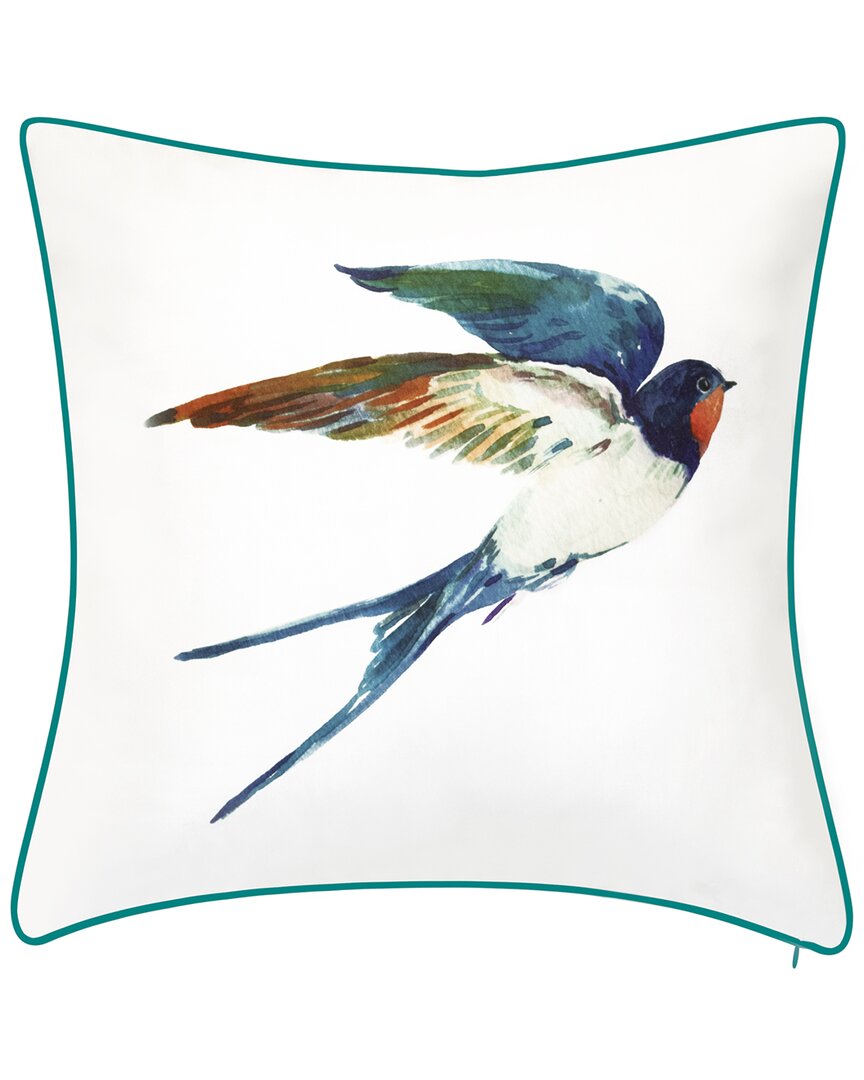 Edie Home Indoor/outdoor Watercolor Bird Decorative Pillow In Sky
