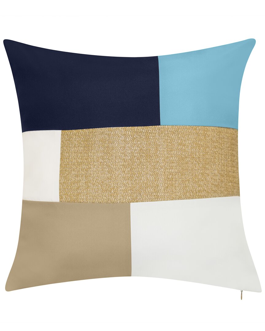 Edie Home Indoor/outdoor Colorblock Raffia Reversible Decorative Pillow In Multi