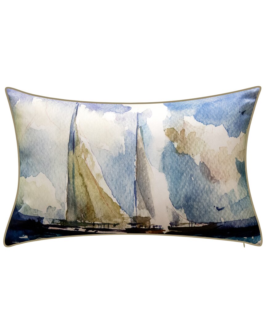 Edie Home Edie@home Indoor & Outdoor Watercolor Sailboats Decorative Pillow In Multi