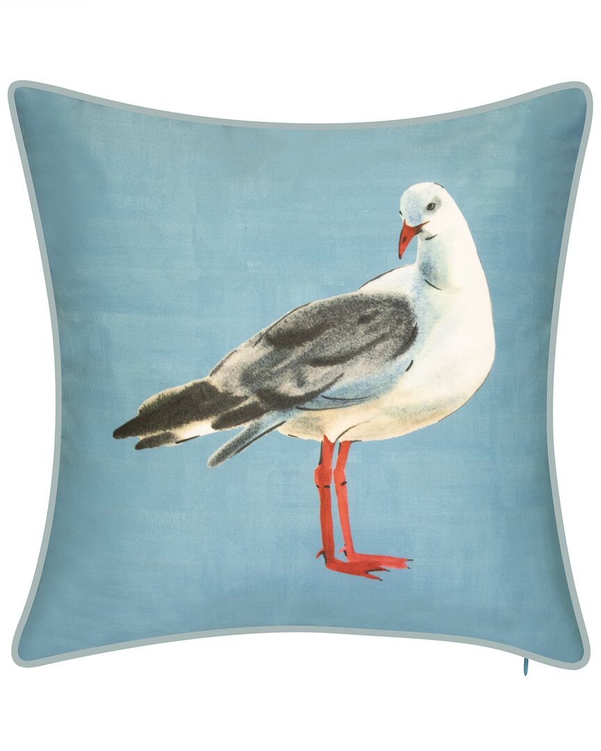Edie Home Indoor/outdoor Watercolor Seagull Decorative Pillow In Multi