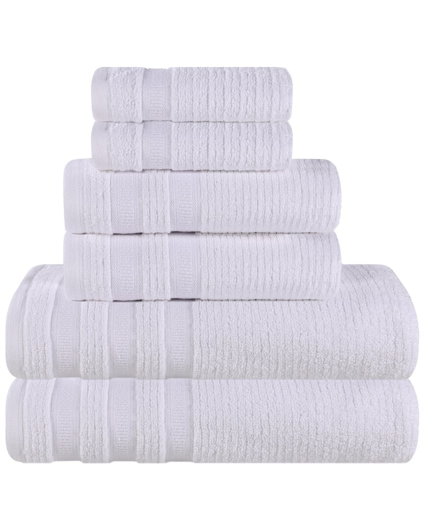 Shop Superior Brea Zero Twist Cotton Ribbed Geometric Border Plush 6pc Towel Set
