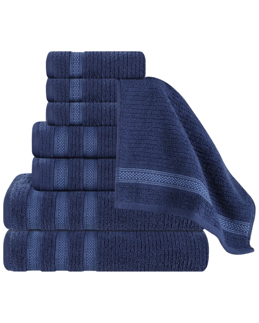 Shop Superior Brea Zero Twist Cotton Ribbed Geometric Border Plush 8pc Towel Set