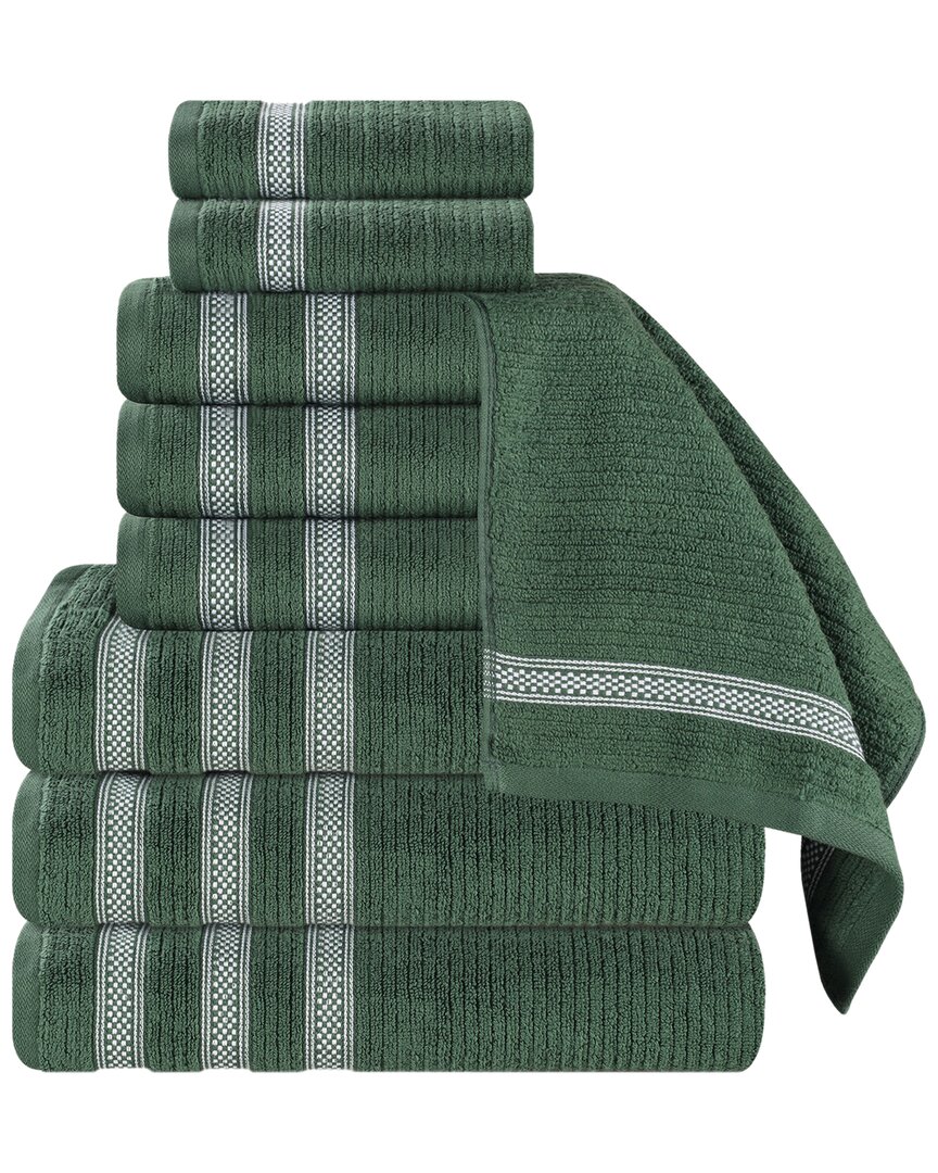 Superior Brea Zero Twist Cotton Ribbed Geometric Border Plush 9pc Towel Set