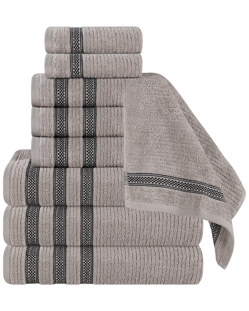 Shop Superior Brea Zero Twist Cotton Ribbed Geometric Border Plush 9pc Towel Set