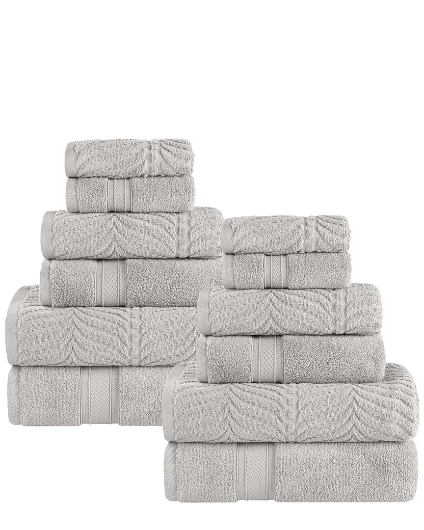 SUPERIOR SUPERIOR ZERO TWIST COTTON ELEGANT CHEVRON SOFT ABSORBENT 12PC ASSORTED TOWEL SET 
