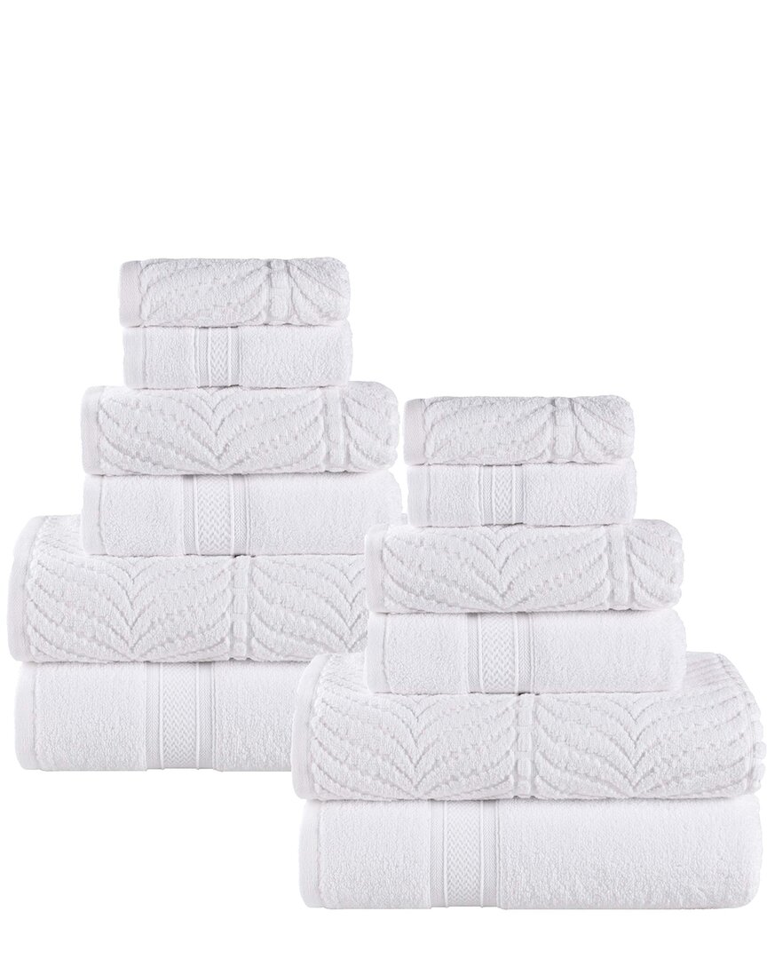 Superior Zero Twist Cotton Elegant Chevron Soft Absorbent 12pc Assorted Towel Set