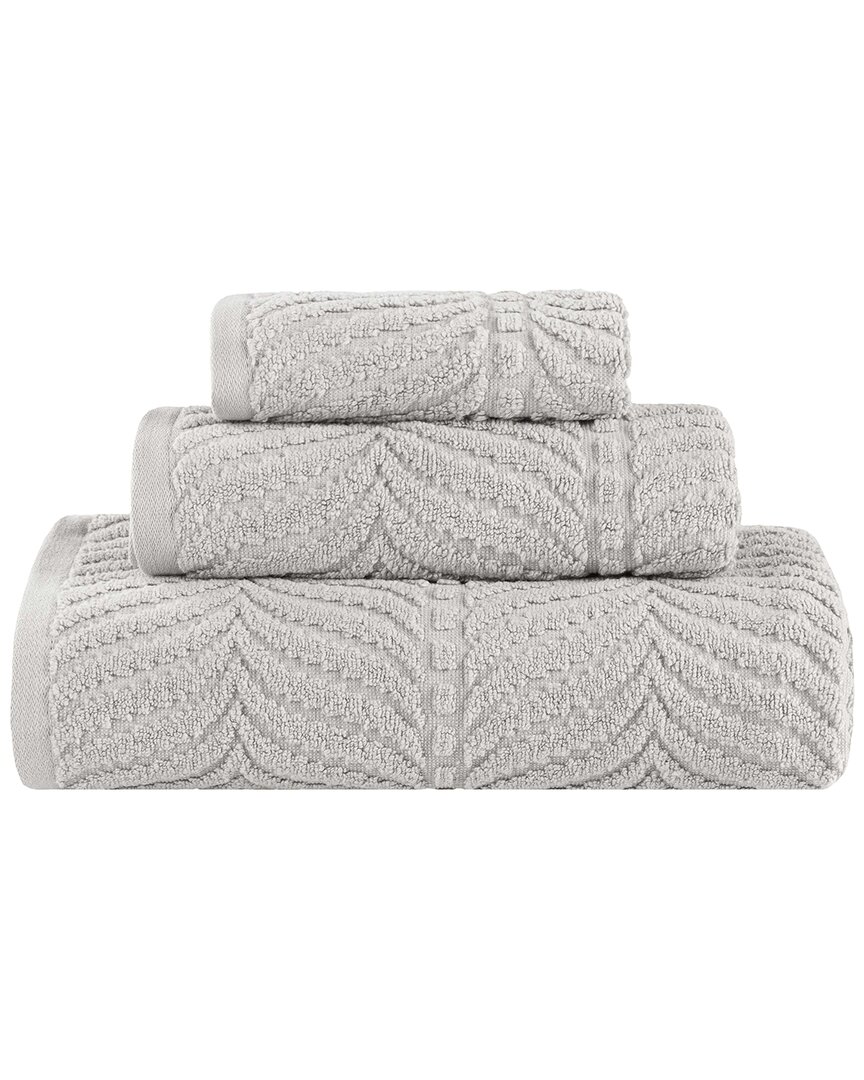 Superior Zero Twist Cotton Elegant Chevron Soft Absorbent 3pc Jacquard Towel Set