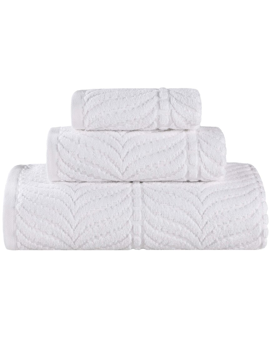 Superior Zero Twist Cotton Elegant Chevron Soft Absorbent 3pc Jacquard Towel Set
