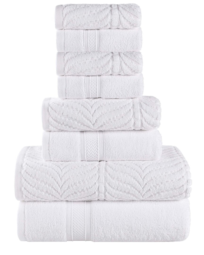 Superior Zero Twist Cotton Elegant Chevron Soft Absorbent 8pc Assorted Towel Set