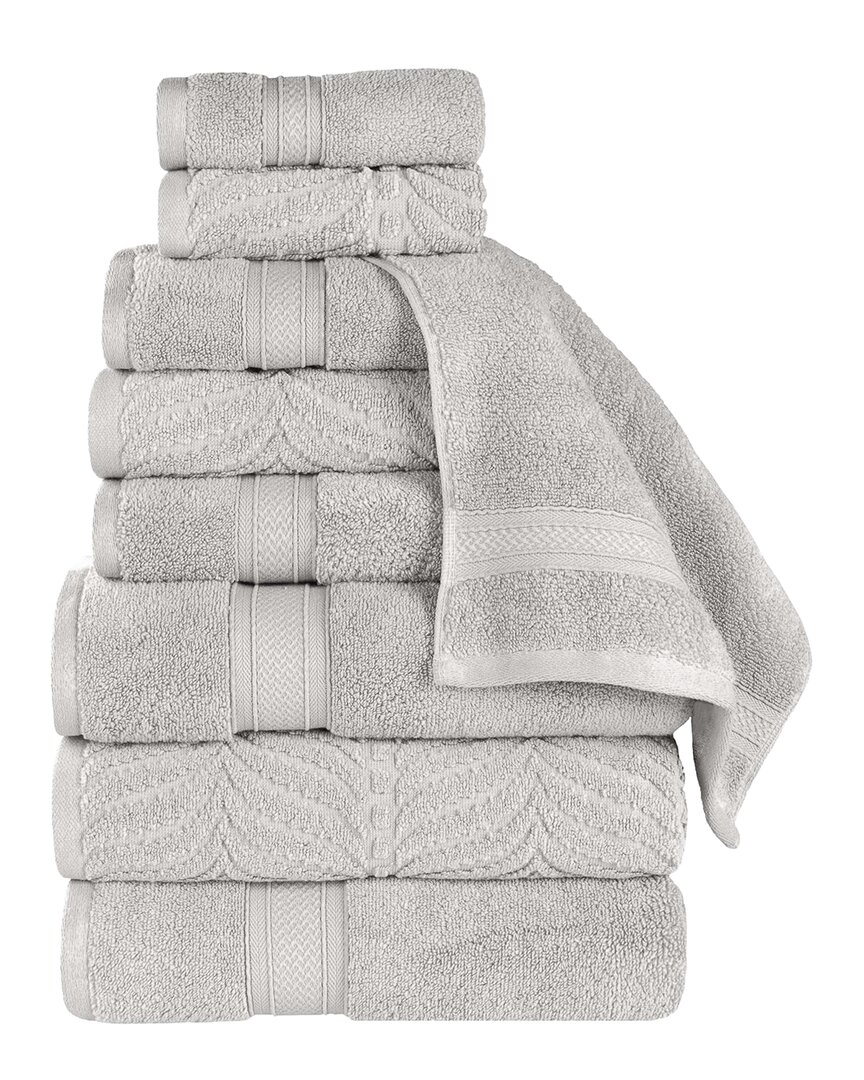Superior Zero Twist Cotton Elegant Chevron Soft Absorbent 9pc Assorted Towel Set