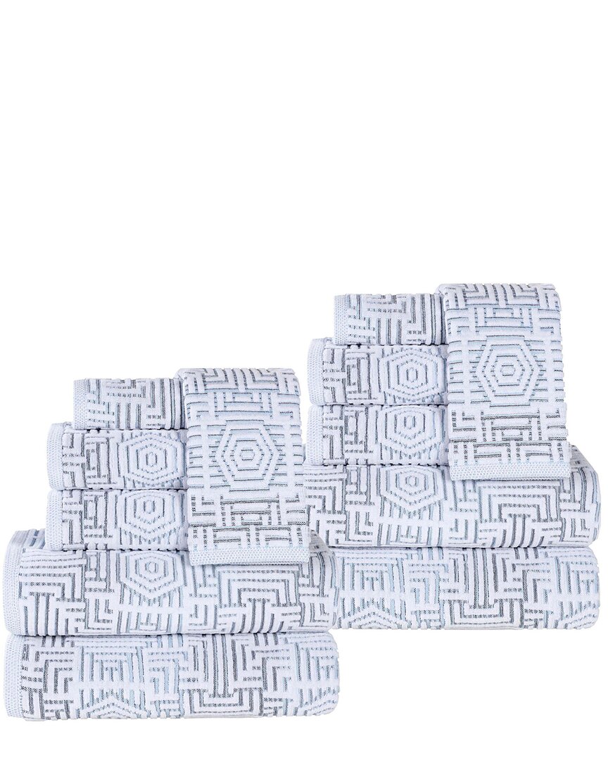 Superior Jasper Cotton Modern Geometric Jacquard Plush 12pc Towel Set