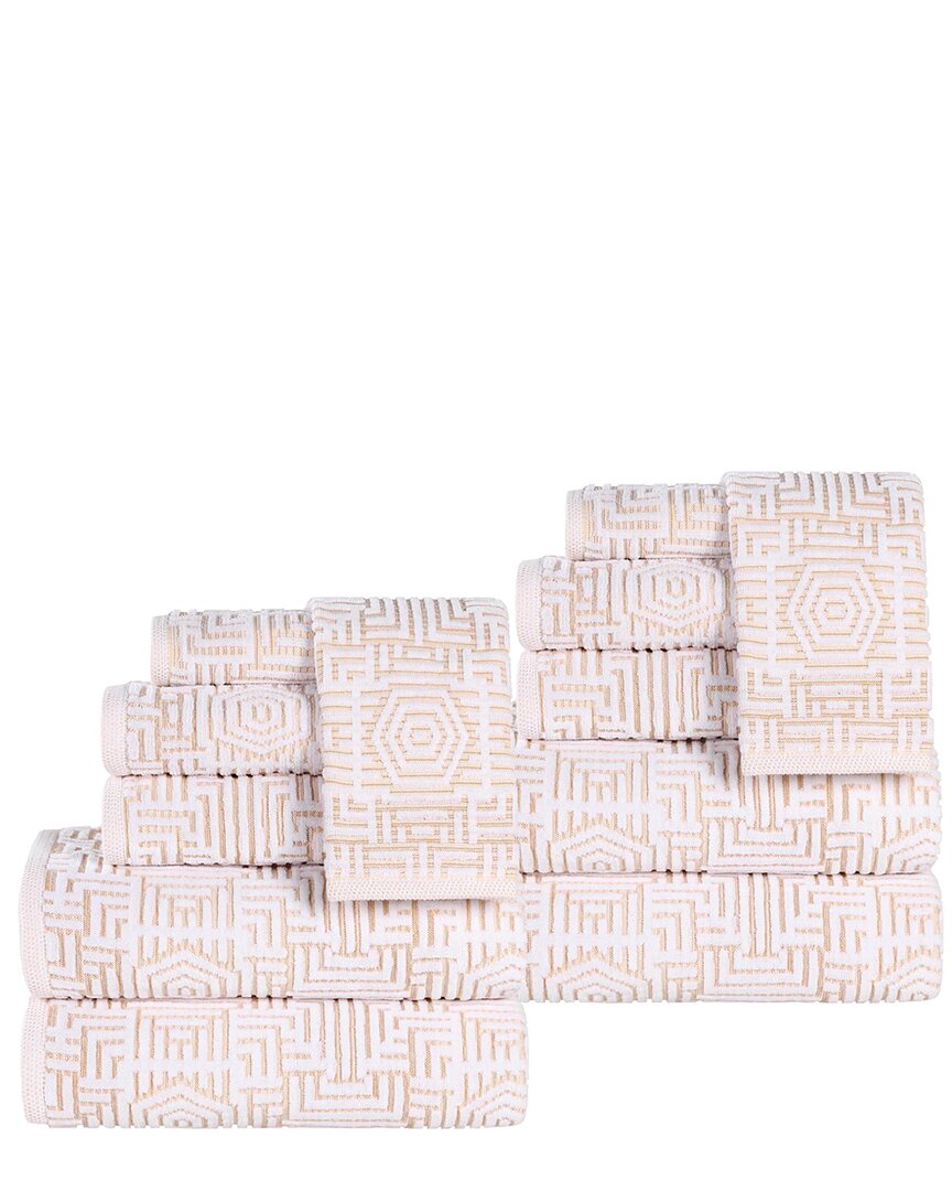 Shop Superior Jasper Cotton Modern Geometric Jacquard Plush 12pc Towel Set