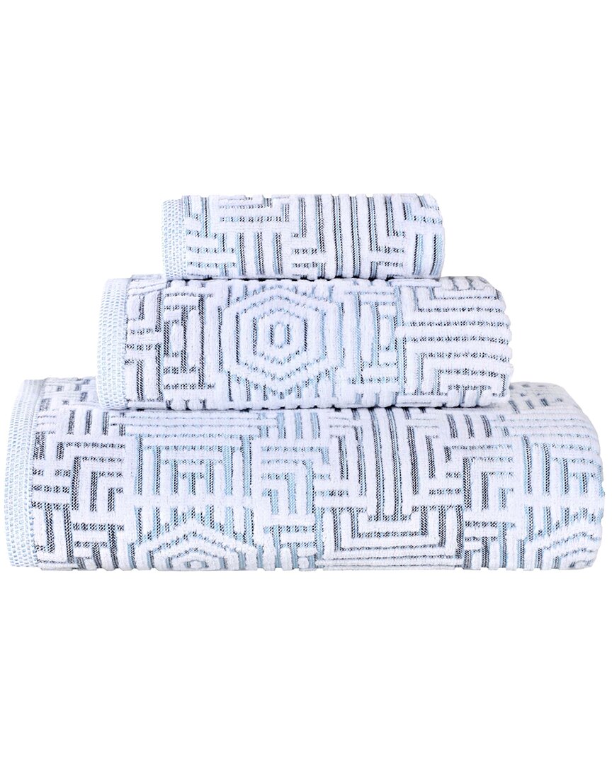 Superior Jasper Cotton Modern Geometric Jacquard Plush 3pc Towel Set