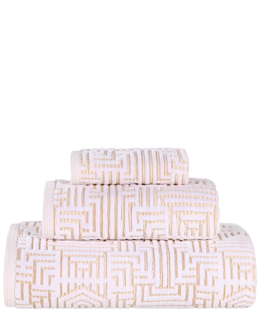 Shop Superior Jasper Cotton Modern Geometric Jacquard Plush 3pc Towel Set