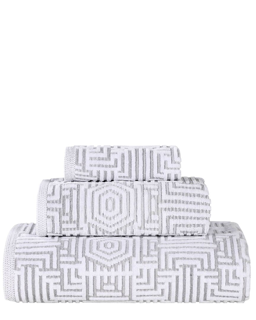 Superior Jasper Cotton Modern Geometric Jacquard Plush 3pc Towel Set