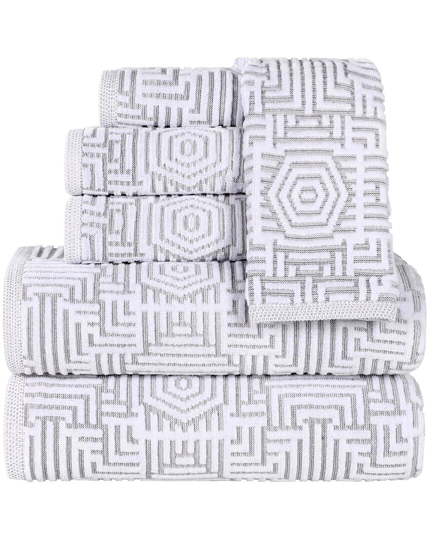 Shop Superior Jasper Cotton Modern Geometric Jacquard Plush 6pc Towel Set