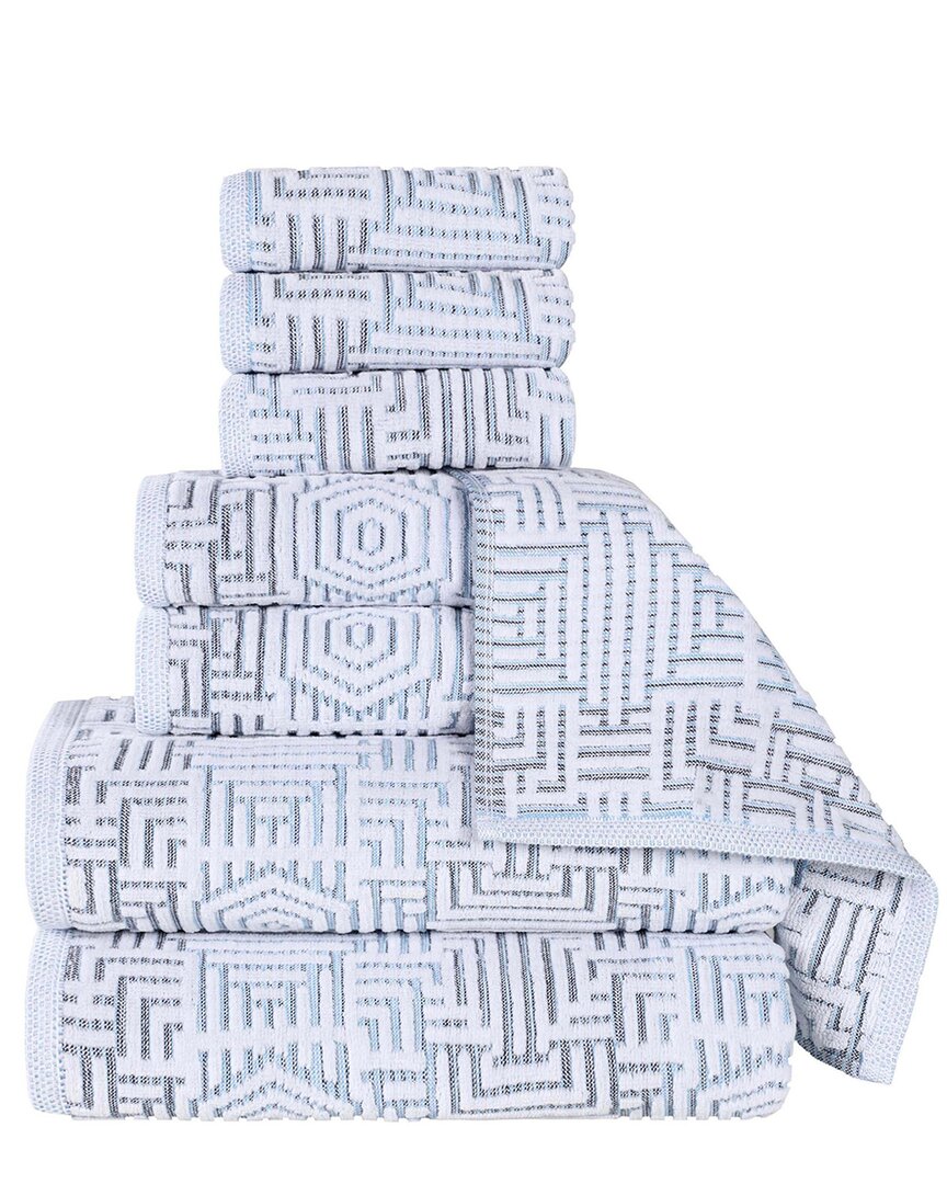 Superior Jasper Cotton Modern Geometric Jacquard Plush 8pc Towel Set In Animal Print