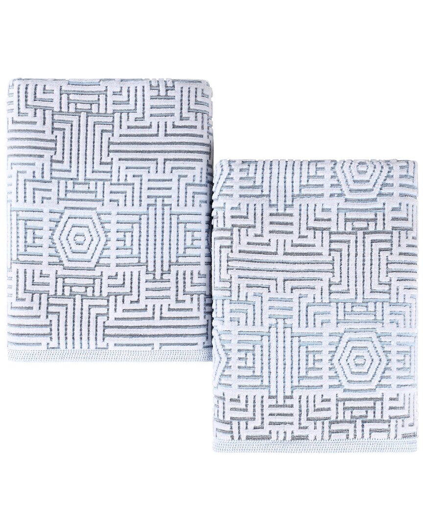 Superior Set Of 2 Jasper Cotton Modern Geometric Jacquard Plush Bath Sheets