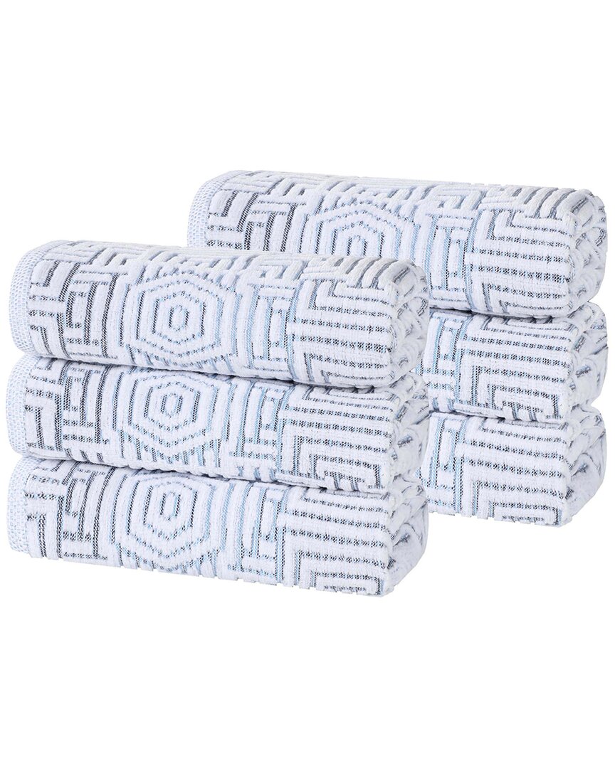Superior Set Of 6 Jasper Cotton Modern Geometric Jacquard Plush Hand Towels