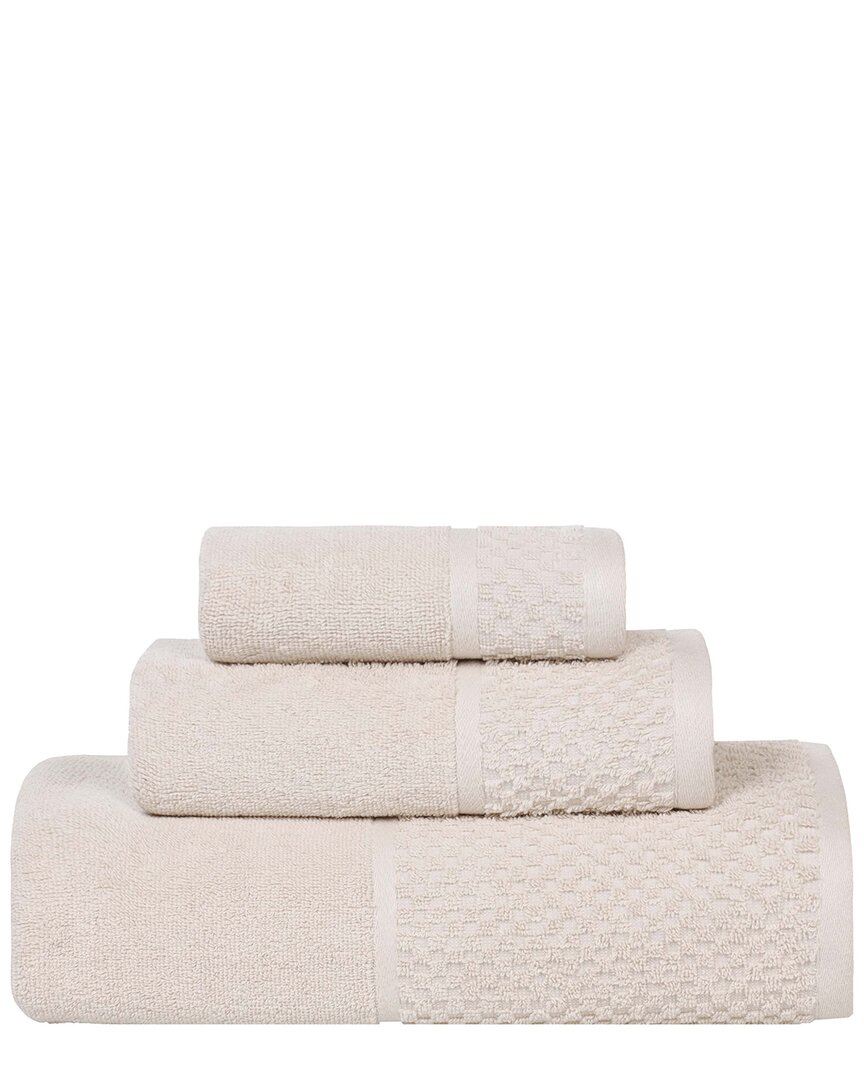 Shop Superior Lodie Cotton Plush Jacquard Solid 3pc Towel Set