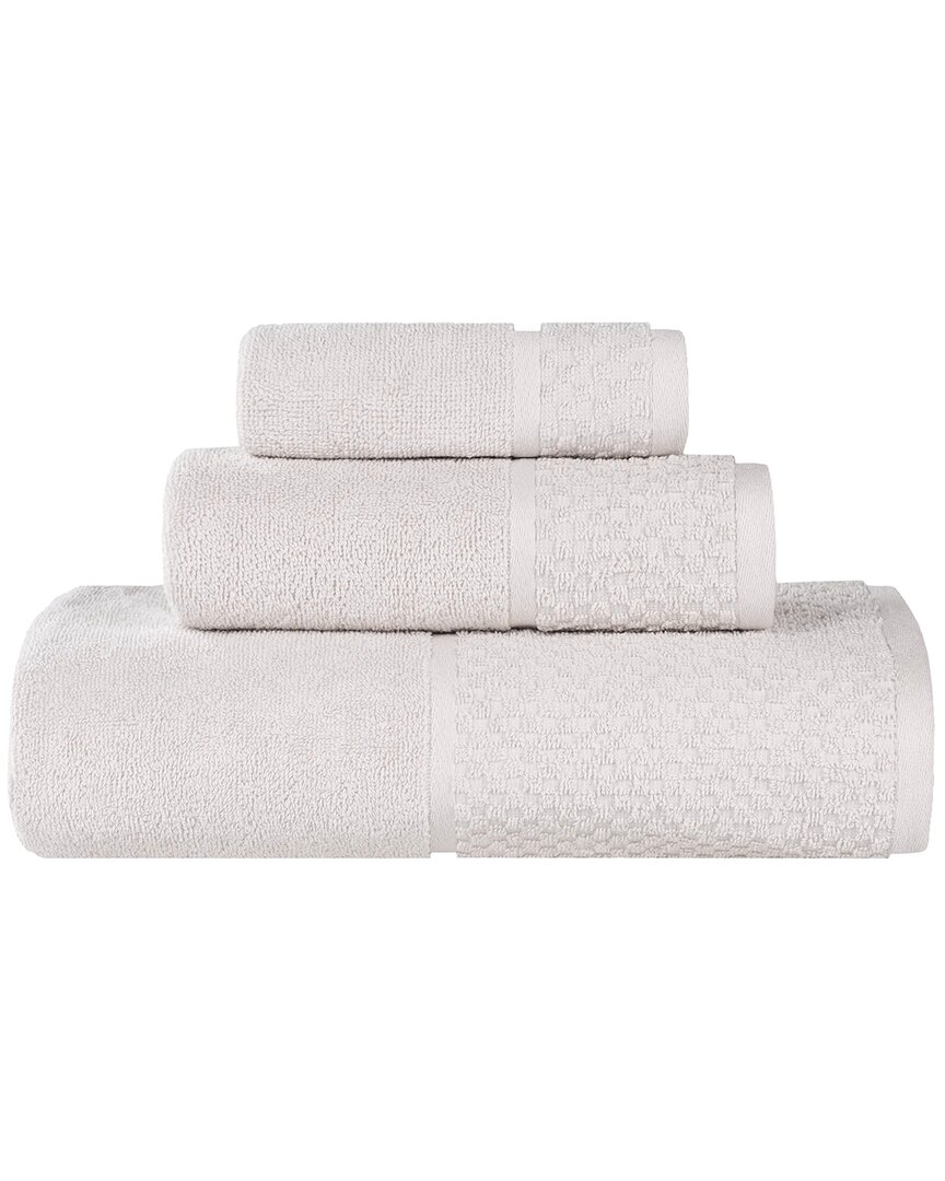 Superior Lodie Cotton Plush Jacquard Solid 3pc Towel Set