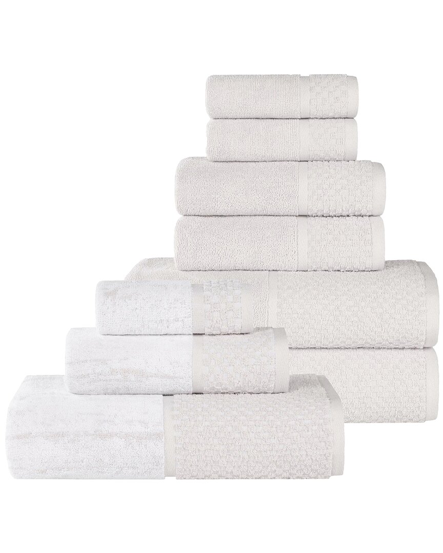 Superior Lodie Cotton Plush Jacquard Solid & Two-toned 9pc Towel Set