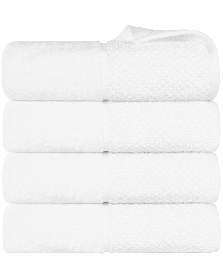 Superior Set Of 4 Lodie Cotton Plush Jacquard Solid & Two-toned Bath Towels