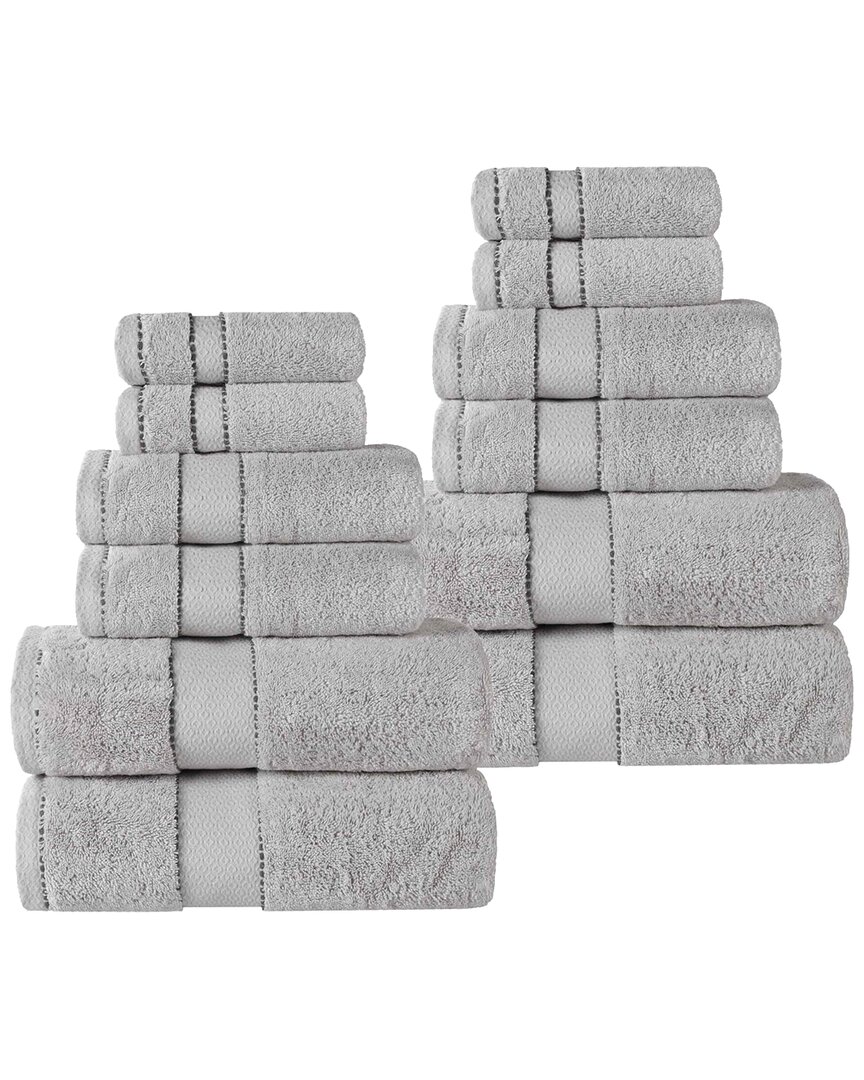 Superior Niles Giza Cotton Dobby Ultra-plush Thick Soft Absorbent 12pc Towel Set