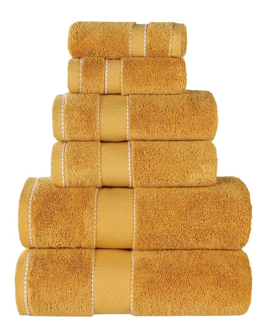 Superior Niles Giza Cotton Dobby Ultra-plush Thick Soft Absorbent 6pc Towel Set In Gold
