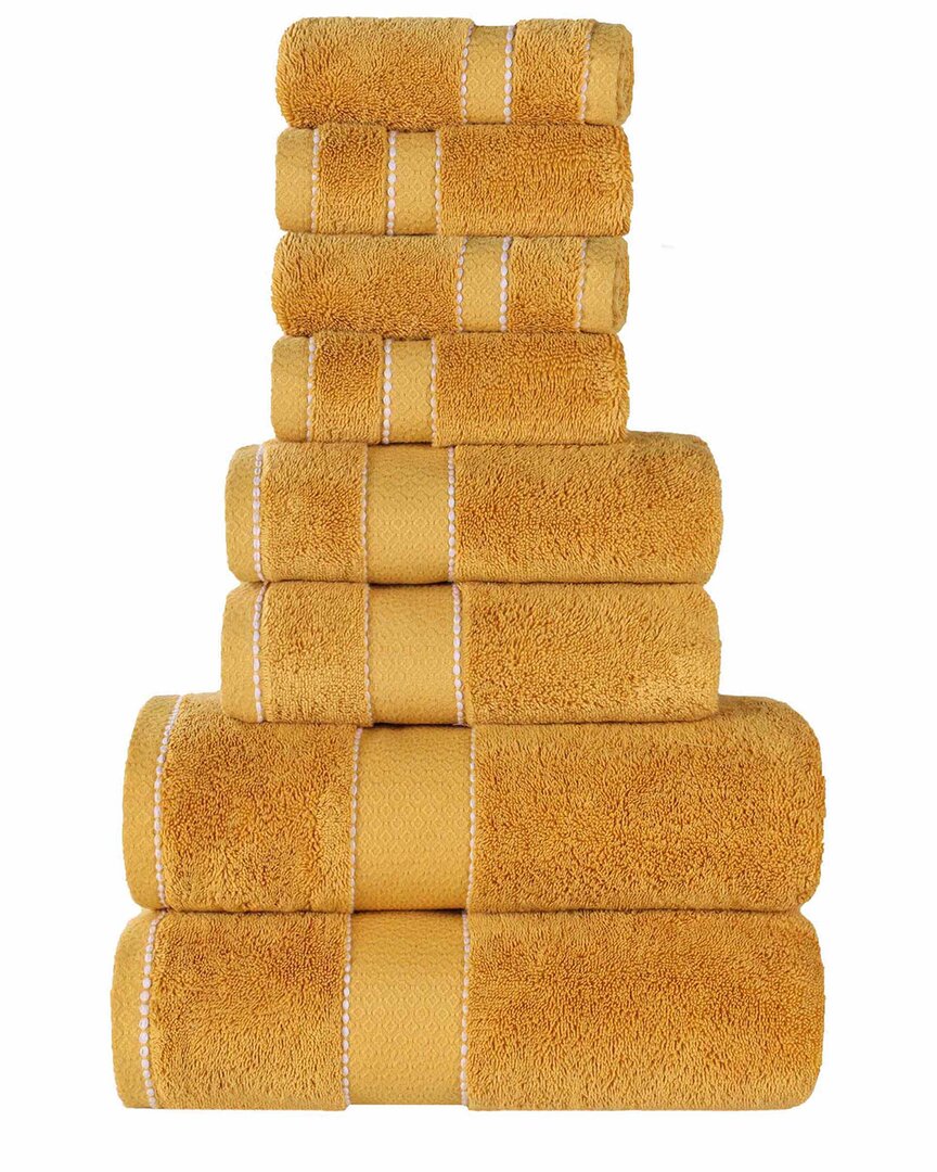Superior Niles Giza Cotton Dobby Ultra-plush Thick Soft Absorbent 8pc Towel Set In Gold