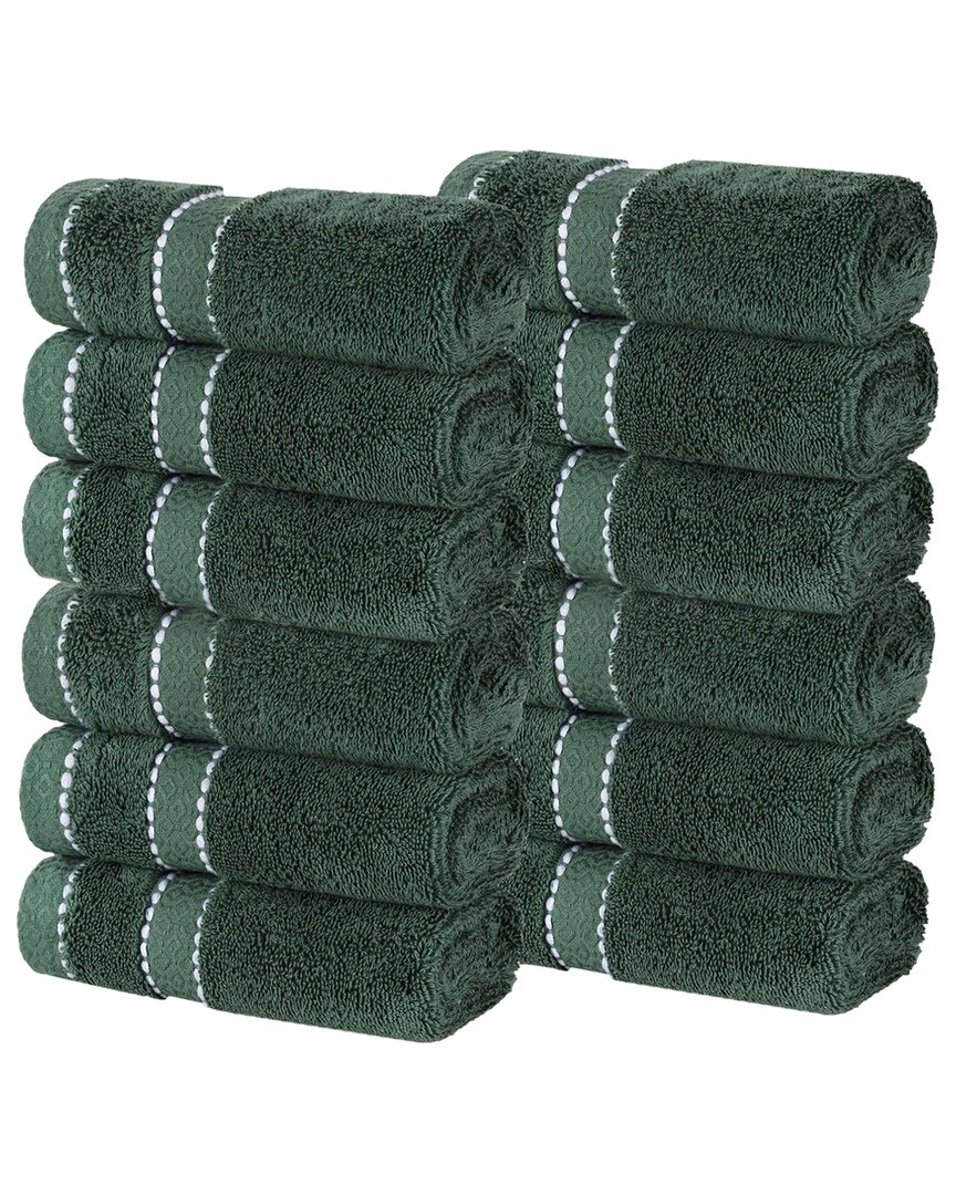 Superior Set Of 12 Niles Giza Cotton Dobby Ultra-plush Thick Soft Absorbent Washcloths
