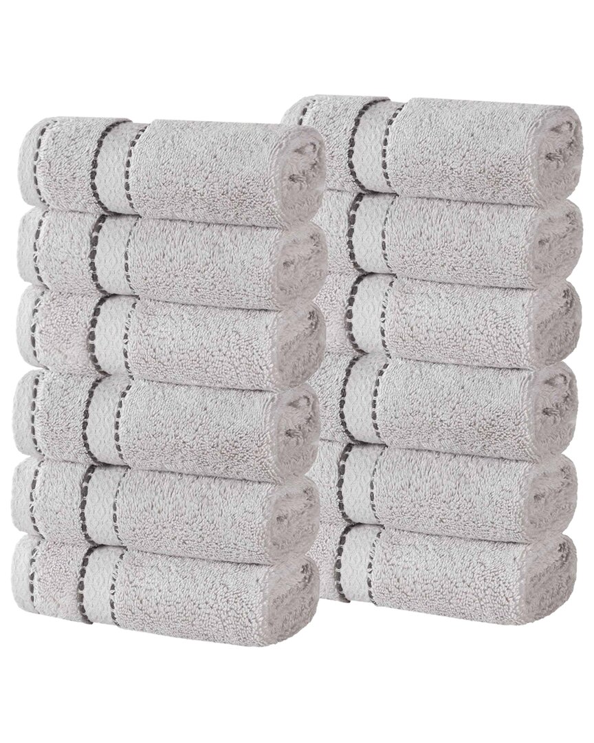 Superior Set Of 12 Niles Giza Cotton Dobby Ultra-plush Thick Soft Absorbent Washcloths